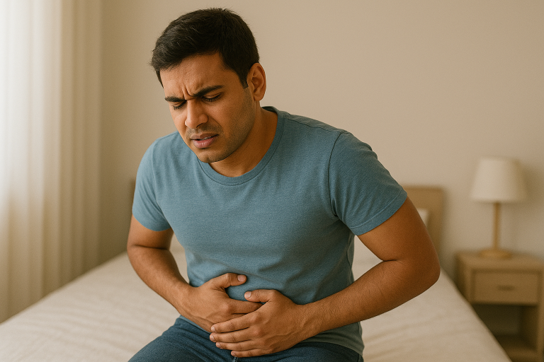 Patient with abdominal pain seeking appendicitis treatment in Palakkad