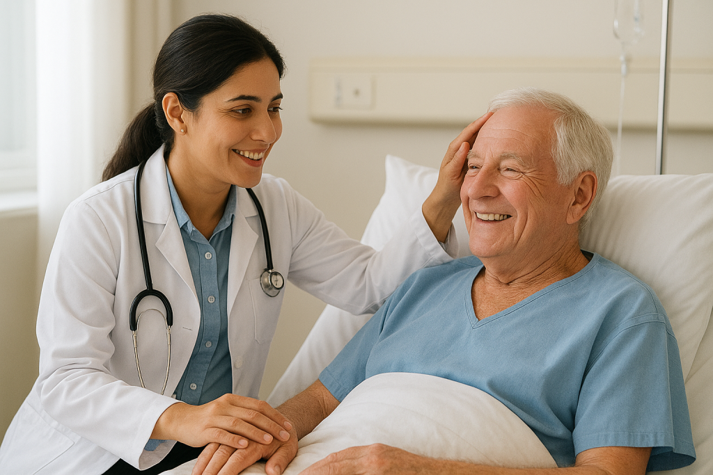 Doctor treating a patient with care at a multispecialty hospital in Palakkad